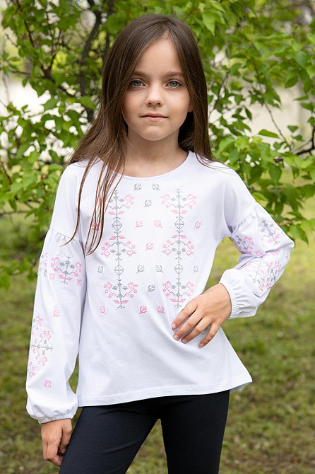 Вишиванка для дівчаток, бузкова 95% бавовняний топ Київ - фото 6