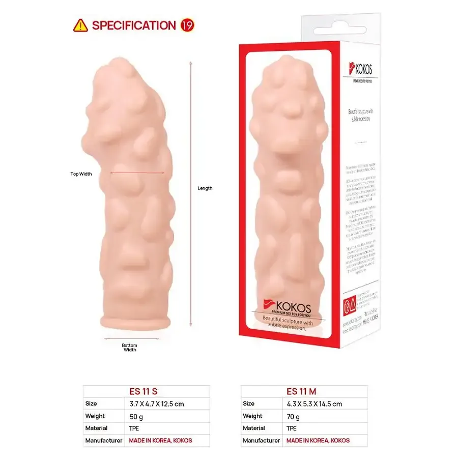 Насадка на член Kokos Extreme Sleeve ES.11 розмір S, потовщувальна, стимулювальний рельєф Львів - фото 5