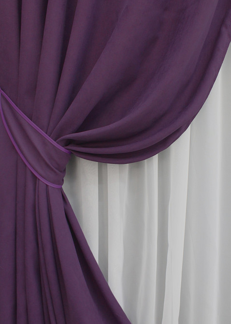 Комплект готовых штор VR-Textil Микровелюр Petek № 1509ш Фиолетовый 100х290 см 2 шт (31-697) Киев - изображение 5