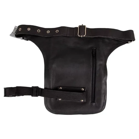 Черная кожаная сумка на бедре W-TEC Black Heart Devil Skul Киев