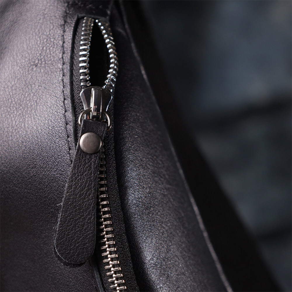 Зручна чоловіча бананка відмінної якості з гладкої натуральної шкіри Чорний (SHVIGEL) Київ - фото 3