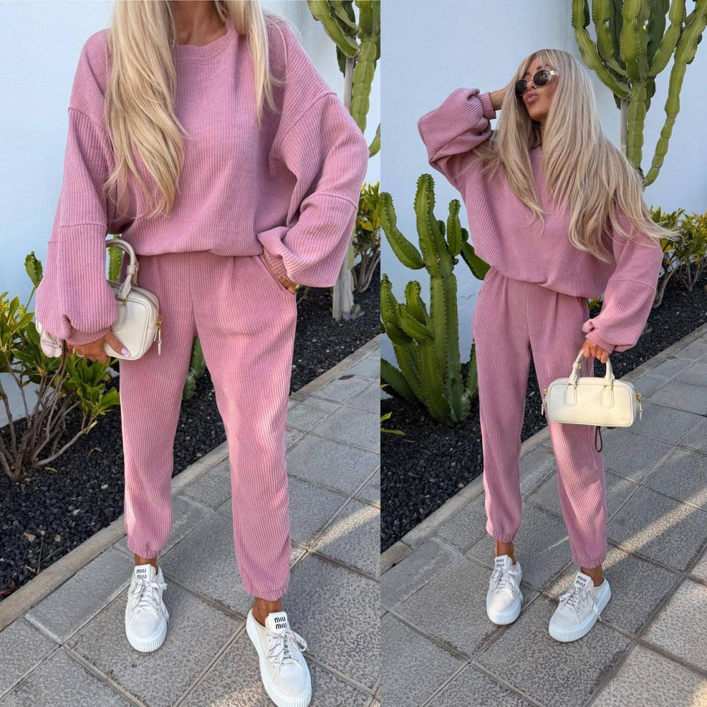 Женский стильный повседневный костюм двойка качественный турецкий вельвет Розовый, 42/44 Одесса - изображение 2