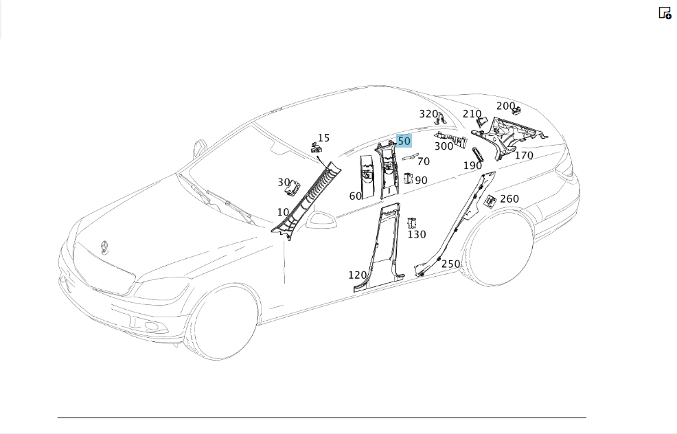 Mercedes-Benz  A2046902426 9F93 Обшивка стійки "B" верхня частина праворуч чорна C-Class Estate S204 C-Class W204 Одеса - фото 2