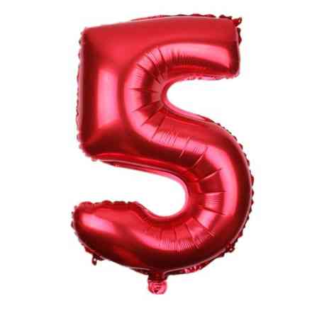 Шарик цифра 5 фольгированная 32 дюйма красный Киев