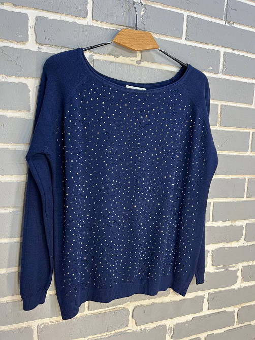 Джемпер женский ACCORDDREAM 9067 тонкий свитер россыпь камней, темно-синий, one size Киев - изображение 8