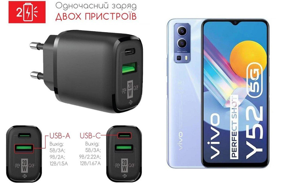 Сетевое зарядное устройство для Nokia XR20, 20W 3A, Quick Charge 3.0 Киев - изображение 1