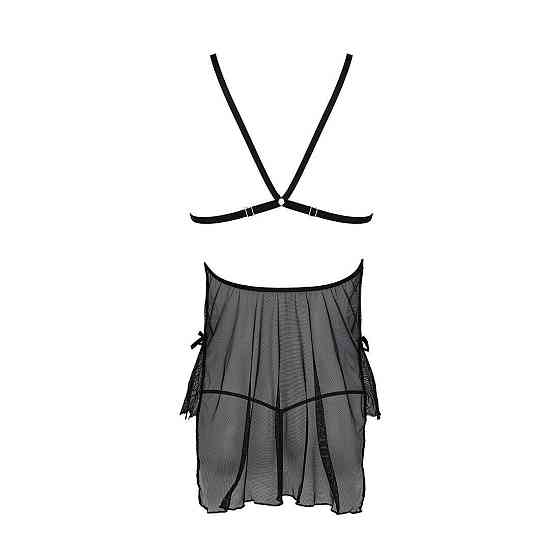 Сорочка Passion DELIENA CHEMISE XXL/XXXL black, стрінги із заниженою талією Sex Aura Київ