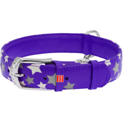 Ошейник для животных WAUDOG Glamour с QR паспортом "Звездочка" S Ш 20 мм Д 30-39 см фиолетовый (35869) Винница - изображение 1