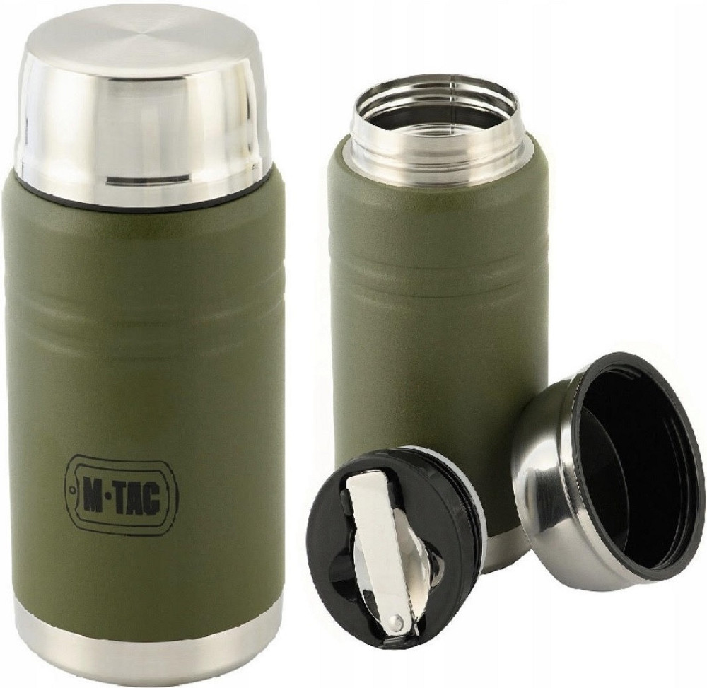 Армійський Термос для їжі 0.75 літрів зі складною ложкою M-Tac (UN-R02-750A) Нержавіюча сталь Нововолинськ - фото 1