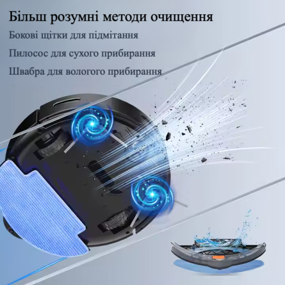 Робот-пилосос миючий TUYA D3 з вбудованим штучним інтелектом - чорний Киев