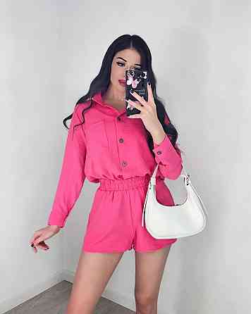 Жіночий легкий костюм трійка: сорочка, майка і шорти креп жатка Одеса