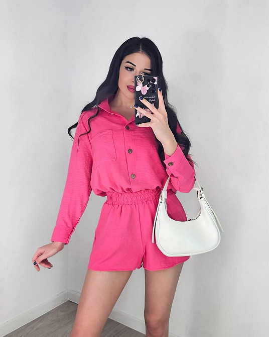 Жіночий легкий костюм трійка: сорочка, майка і шорти креп жатка Одеса - фото 3