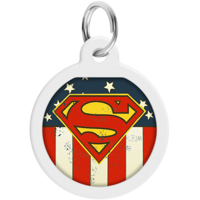 Адресник для животных WAUDOG Smart ID с QR паспортом "Супермен Америка", круг 25 мм (0625-1010ru-eng) Винница - изображение 1