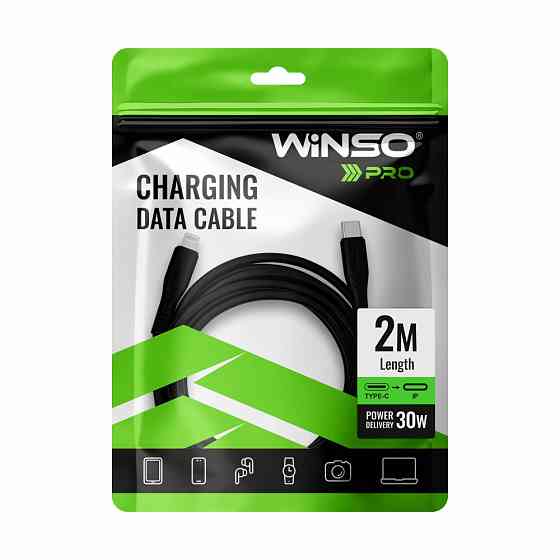 Кабель Winso Pro Type-C to Lightning 30W PVC 2м чорний Львів