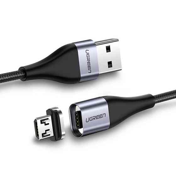 Магнітний кабель Micro USB Ugreen для заряджання і передачі даних (Чорний, 1м) Николаев