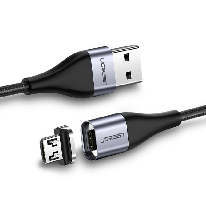 Магнітний кабель Micro USB Ugreen для заряджання і передачі даних (Чорний, 1м) Николаев - изображение 2