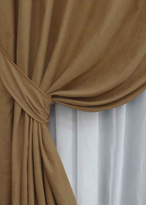 Шторная ткань нубук однотонный, Турция, цвет светло-коричневый 1523ш Киев - изображение 4