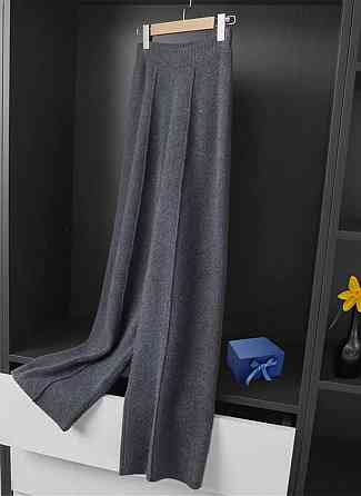 Женские теплые базовые брюки из мелкого плотного рубчика ангоры Графит, 42/46 Одесса