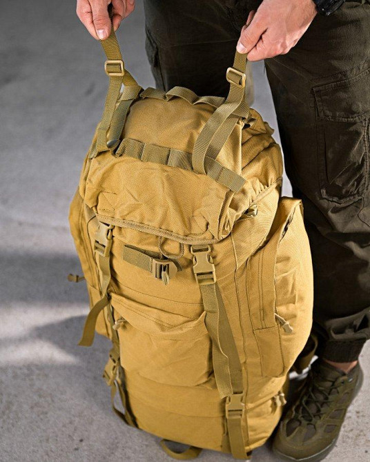 Тактический рюкзак с металлическим каркасом на 100 литров. Каркасный рюкзак койот РП7466 Одесса - изображение 6