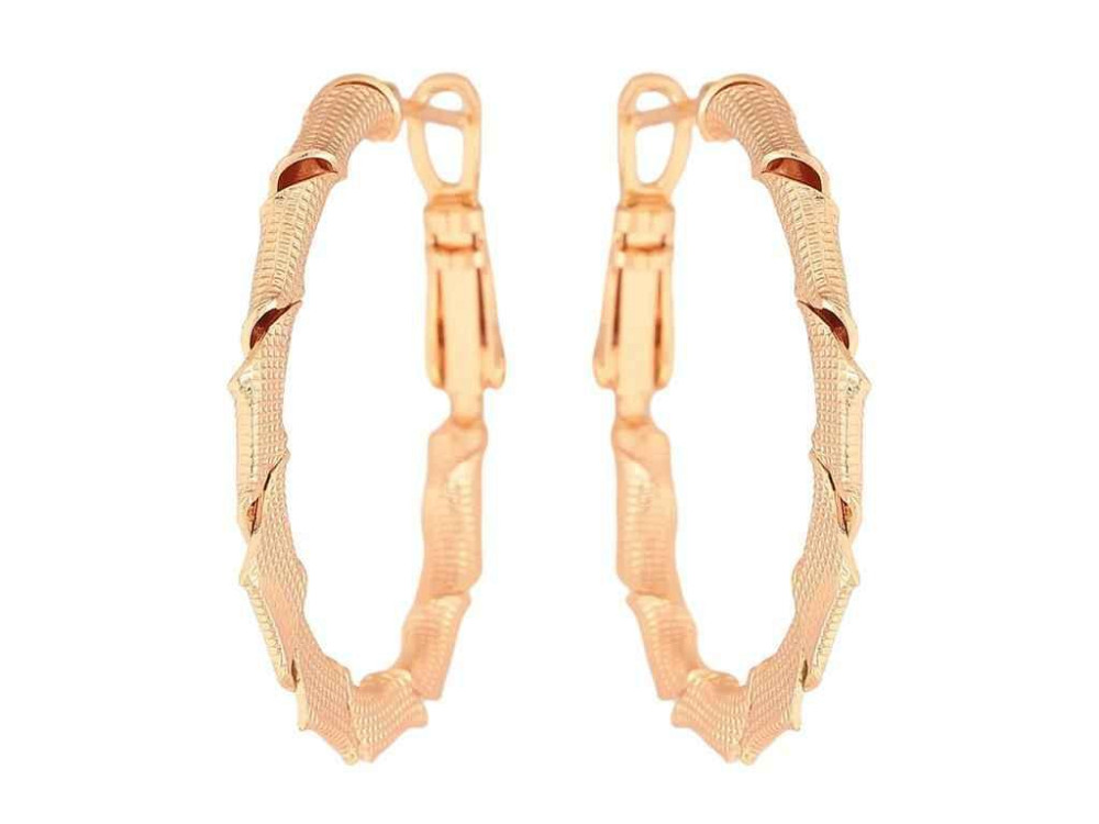 Сережки кільця ML 18K (конго) Декоративний візерунок ø3см (325492) ТМ XUPING Київ - фото 1