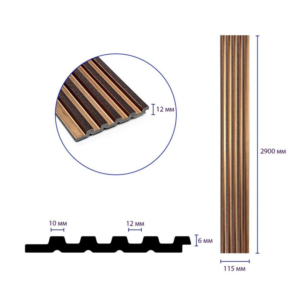 Рейка декоративна PS 2900х115х12мм Під коричневу шкіру з бронзою SW-00002135 Дніпро - фото 9