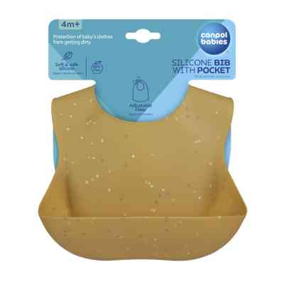 Нагрудничек Canpol babies DOTS силиконовый с карманом желтый (51/029_yel) Винница