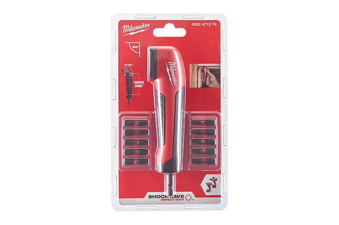 Угловая насадка SHOCKWAVE 1/4" с комплектом бит 10 шт Milwaukee 4932471274 Коломия - фото 3