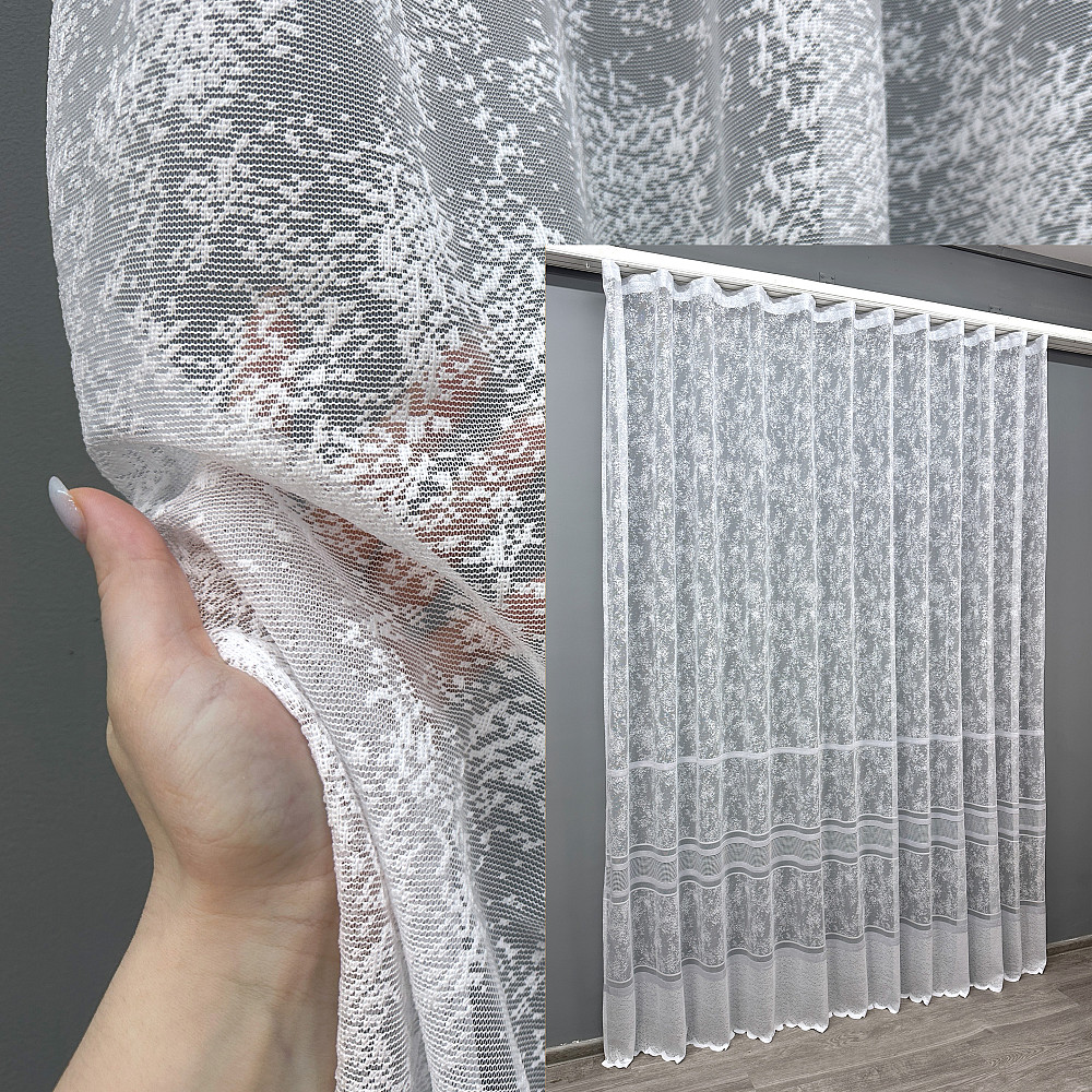 Тюль VR-Textil 1552т Cale Жакард мармур Білий 300х270 см (42-0466) Київ - фото 1