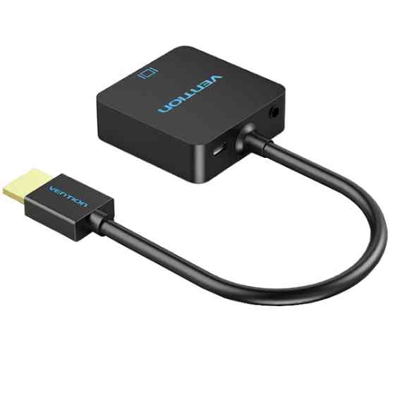 Перехідник HDMI M -> VGA F, 1080P 60Hz, 3,5мм Micro USB (F) powered, кабель 0,15м Vention чорний Вінниця