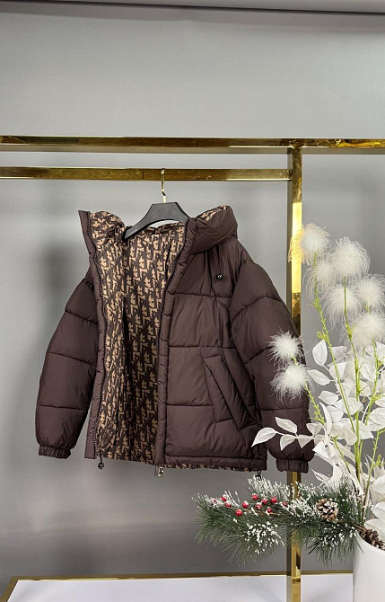 Детская двусторонняя зимняя куртка для девочки подростка с сумкой 134,140,146,152,158 шоколад Николаев - изображение 2