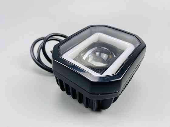 Фара LED квадратна 40W + LED кільце + велика лінза, додаткова протитуманна фара Мукачево