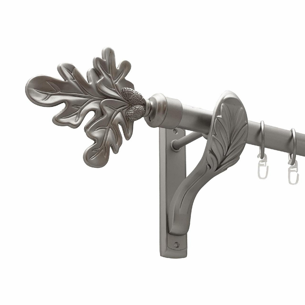 Карниз Orvit Листок Дуба металевий однорядний ретро гладка труба кільце металеве Сатин 25 мм 140 см (00-00027503) Львів - фото 1