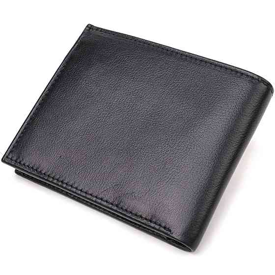 Классическое горизонтальное мужское портмоне из натуральной кожи флотар Черное (CANPELLINI) Киев