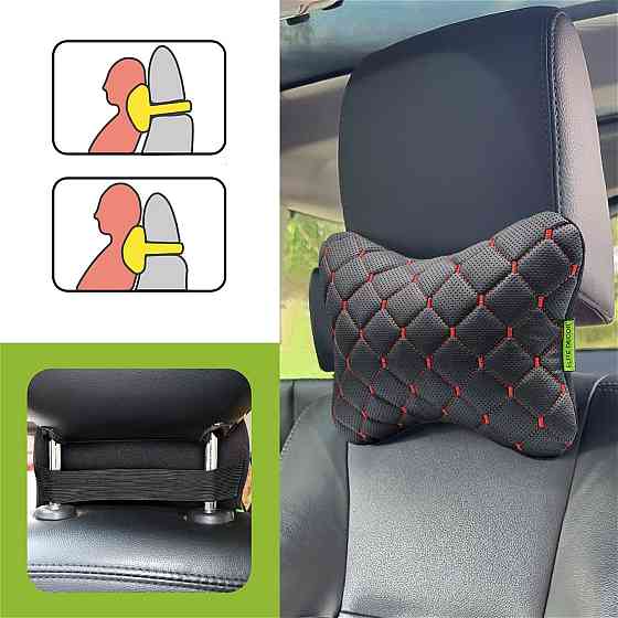 Автомобільний підголівник Comfort Trip AMF 003-2 300x220x100 з екошкіри червоний Дніпро