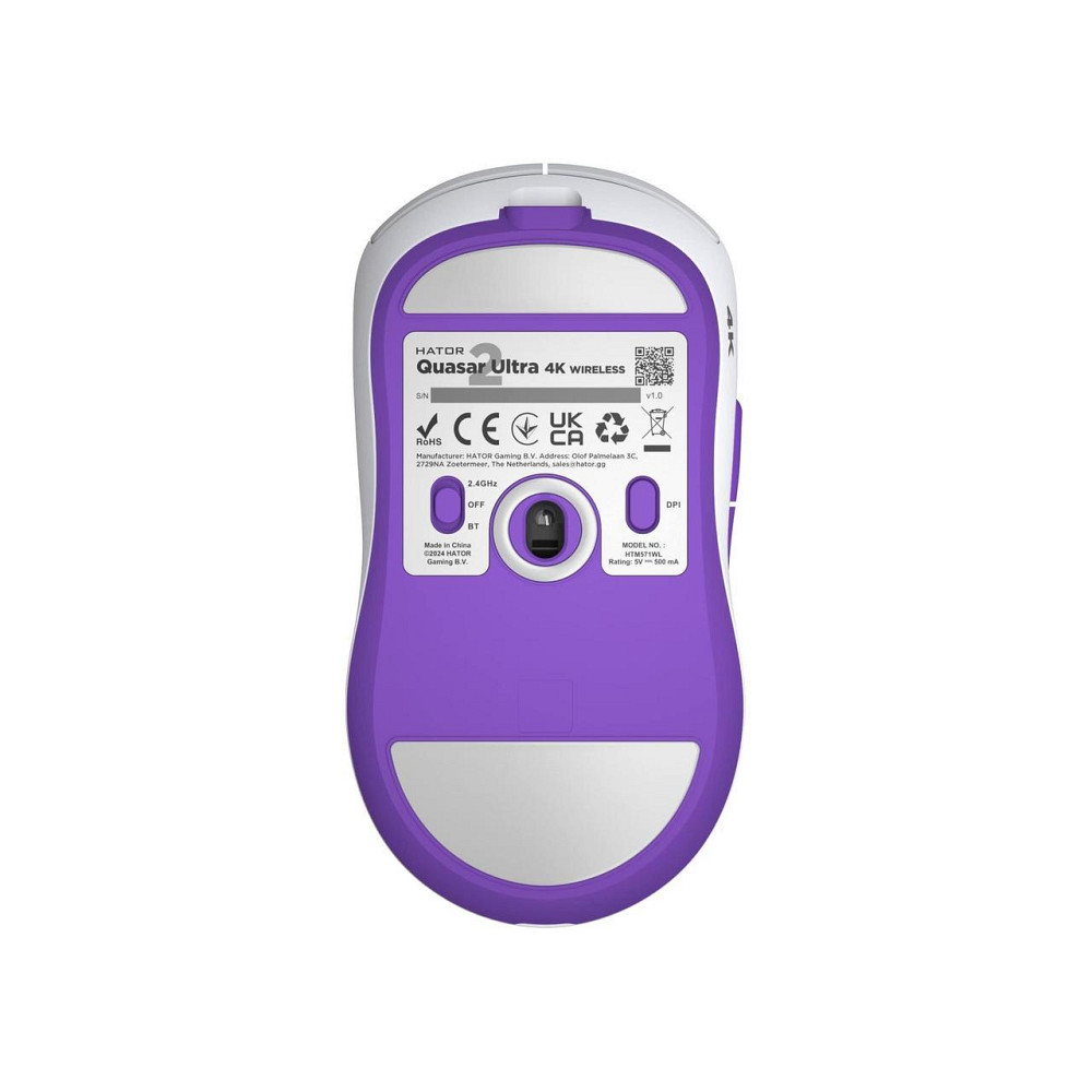 Миша бездротова Hator Quasar 2 Ultra 4K Wireless White/Lilac (HTM571WL) Біло-фіолетовий Харьков - изображение 6