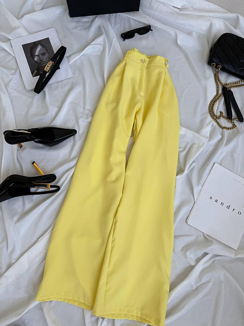 Женские базовые брюки палаццо костюмка 46/48, Лимонный Одесса - изображение 1