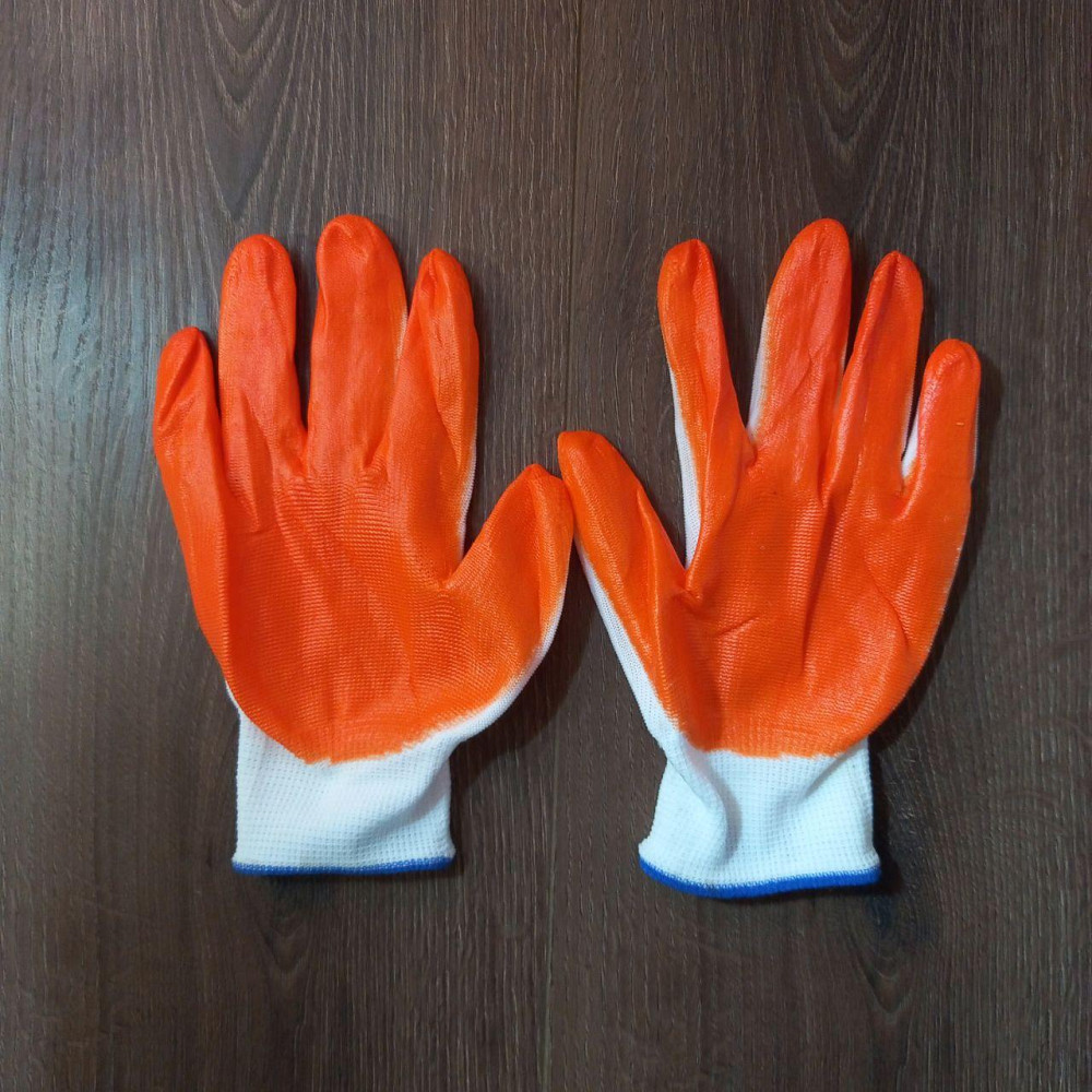 Рукавички робочі господарські стрейч латекс залиті Жовтогарячі Харків - фото 5