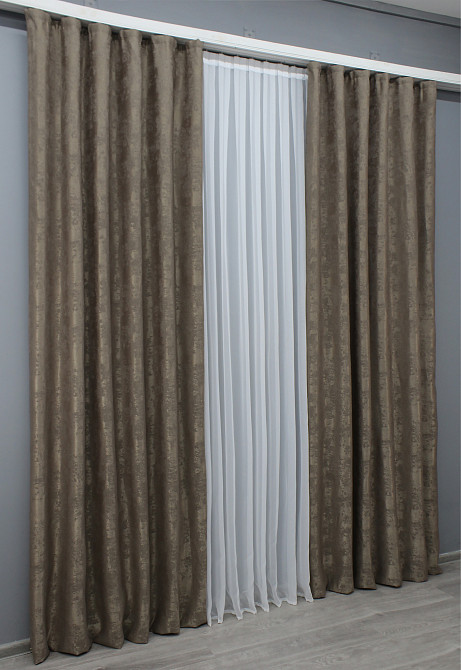 Комплект готових штор VR-Textil Жакард Sultan XO № 1486ш какао 150х275 см 2 шт (33-0390) Київ - фото 4