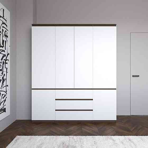 Шафа для одягу VAYS зі штангою та полицями, 3 шухляди, комплект R9+R22-2 Венге Темний-Білий фасад Львів