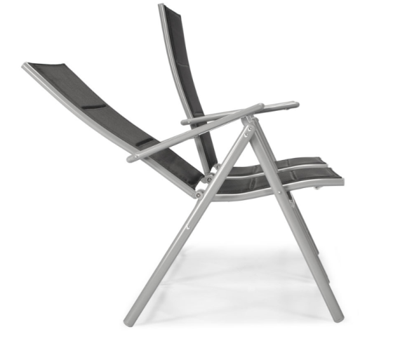 Складной садовый стул MODENA eDomator алюминиевый с регулировкой спинки, Серебряно-черный (Польша) Киев