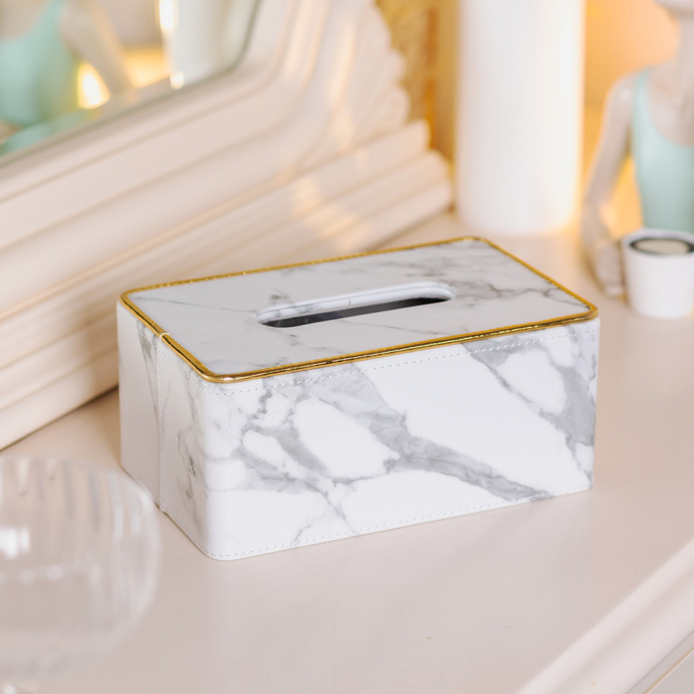 Yiwu Серветниця з еко шкіри 21.5х13х9 см для кафе і ресторанів Білий мармур HP-3-202 Коломия - фото 6