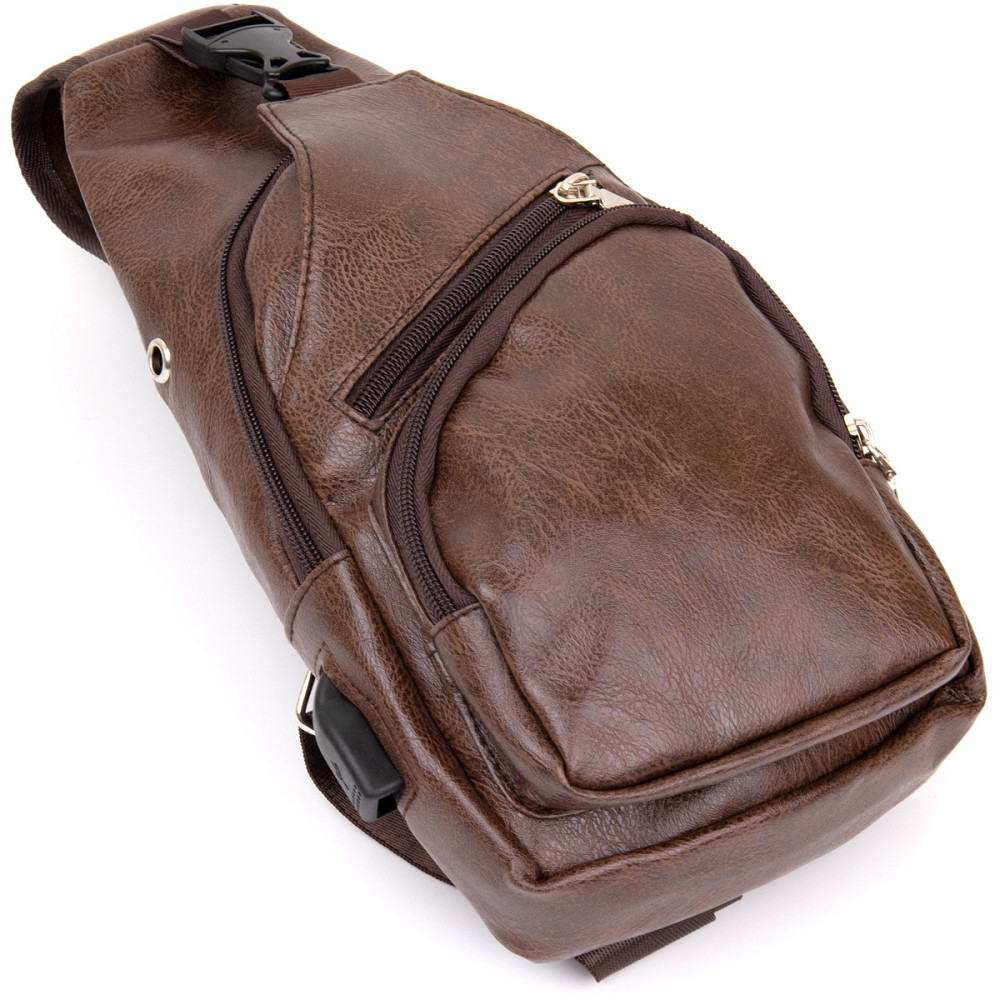 Сумка кросс боди смарт из кожзама Коричневая (Vintage) Киев - изображение 8