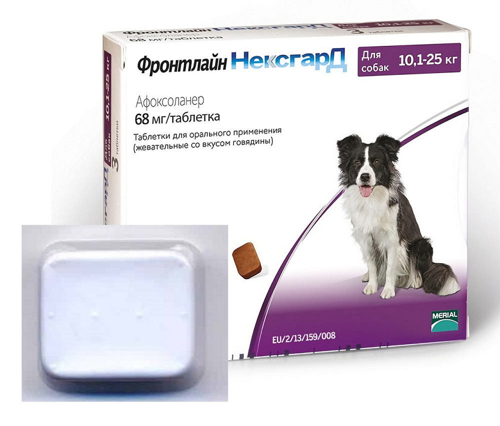 Таблетка Нексгард от блох и клещей для собак весом 10 - 25 кг (1 табл) Merial Франция (срок до 07.26 г) Винница - изображение 1