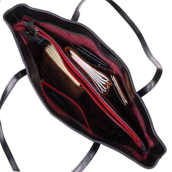 Функціональна сумка шоппер із натуральної шкіри 22095 Vintage Чорна Київ