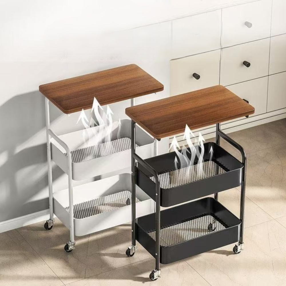 Полка 3-ярусная для хранения,металлическая передвижная тумба для спальни,кухни приставной столик на колесиках Каменец-Подольский - изображение 4