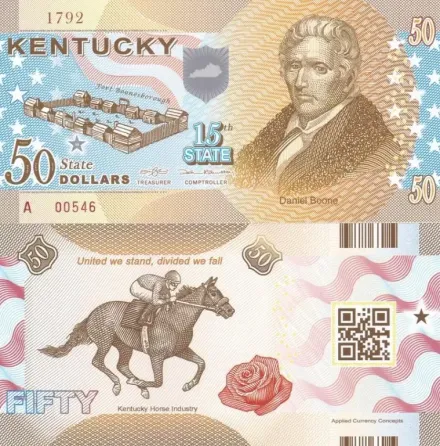Fantasy/США — 50 Dollars 2014 — 15th state Kentucky — Polymer — Сувенір — aUNC Полтава
