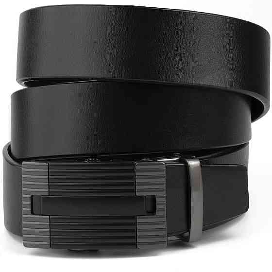 Ремень мужской с линейной пряжкой Vintage 20290 Черный Киев