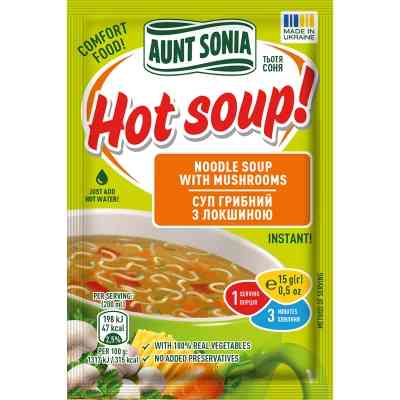 Їжа швидкого приготування Тьотя Соня Суп грибний з вермішеллю 15 г (4820015102997) Вінниця