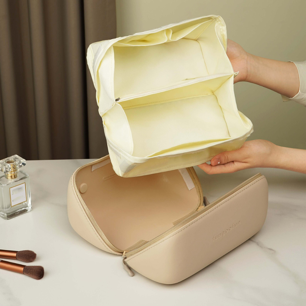 Косметичка силиконовая,дорожняя Fungoofun для аксессуаров в ваную и душ,водонепроницаемая на молнии,бежевая Каменец-Подольский - изображение 5