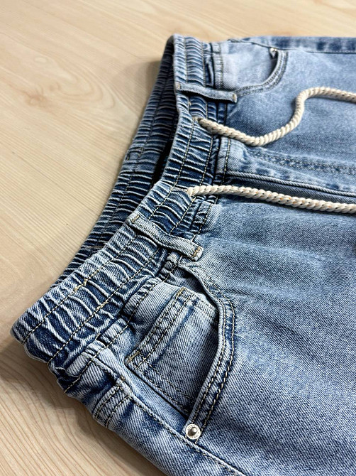 Джинсы женские Liana 1-056 MOM jeans на резинке со шнурком стрейчевые большие размеры голубые, голубой, З6, 36, 100 см, 118 см Киев - изображение 10